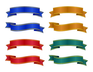 サテンのグラデーションリボンのあしらい・フレームセット(高級感 装飾 デザイン素材 グラフィック素材 エレガント ベクター 編集可能)