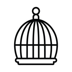 Golden Birdcage with Bird Inside as a Symbol of Freedom and Confinement silhouette white background