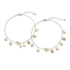 Pair Of Anklets With Small Seashell Charms Isolated On White Background