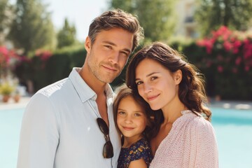 Happy Family by the Poolside