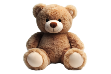[Transparent Background PNG]Adorable Stuffed Teddy Bear on White Background