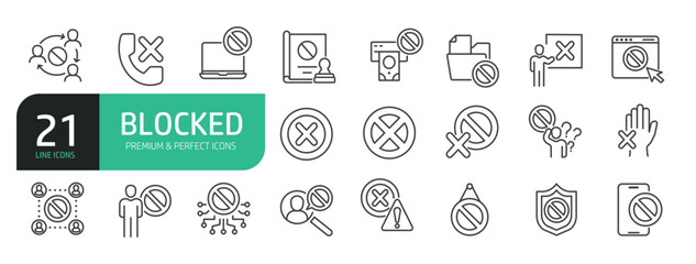 Set Of Blocked And Banned Icons.