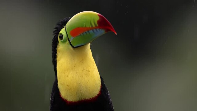 Toucan in the rain in Costa Rica 