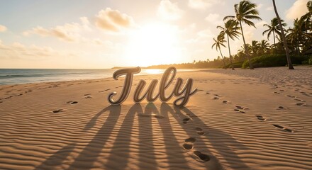 Tropical Beach Sunset in July Summer Vacation Paradise