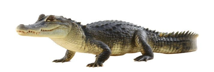 Naklejka premium [Transparent Background PNG]Young Crocodile on White Background