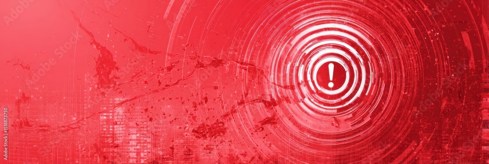 Poster digital representation of red alert siren in a faded technology-inspired background