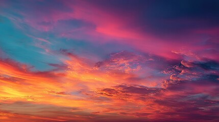 Fototapeta premium Vibrant blue and orange gradient sky blending smoothly, evoking a sense of serene harmony and boundless energy