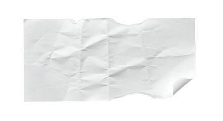 Crumpled White Paper Sheet with Torn Edges and Curled Corner Detail