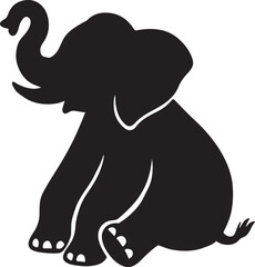 sitting elephant silhouette design vector art illustration