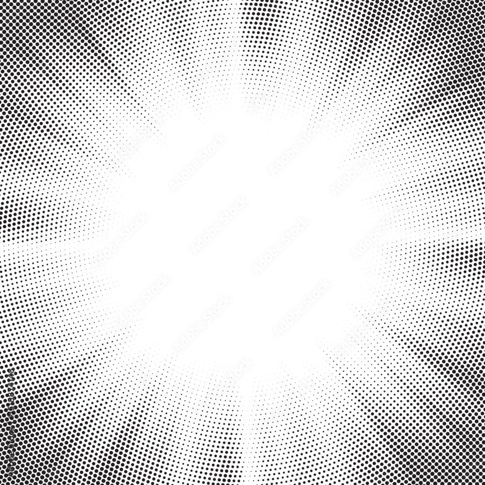 Leinwandbilder Halftone gradient sun rays pattern. Abstract halftone vector dots background. monochrome dots pattern. Vector background in comic book style with sunburst rays and halftone. Retro pop art design.
