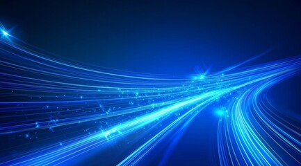 Dynamic Blue Light Trails on a Dark Background