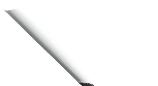Diagonal White Paper Roll with a Curled Edge and Textured Surface