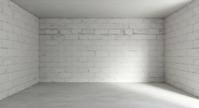 Empty room, White cement block wall texture pattern background