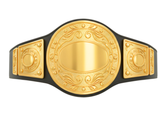 Gold world championship wrestling belt isolated on transparent background