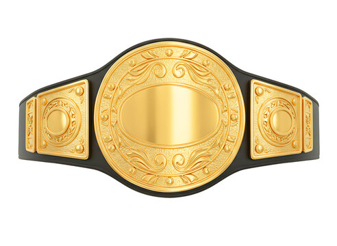 Gold world championship wrestling belt isolated on transparent background