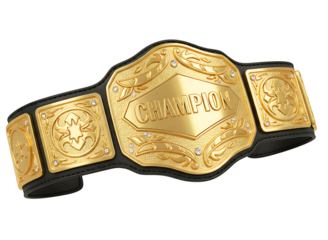 Gold world championship wrestling belt isolated on transparent background
