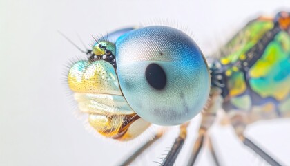 Macro Dragonfly Eye Showing Intricate Details And Vibrant Iridescence Under Bright Sunlight