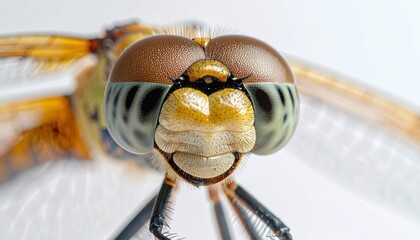 Macro Shot of Dragonfly Head Displaying Intricate Details and Color