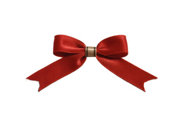 [Transparent Background PNG]Red Satin Ribbon Bow on White Background