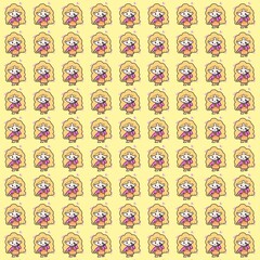 Obraz premium seamless , pastel yellow background with cartoon image of yellow haired girl