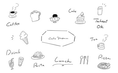 カフェメニューイラストセット-線画｜Cafe Menu Illustration Set &ndash; Line Art