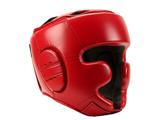 Red boxing headgear protective gear isolated on transparent background