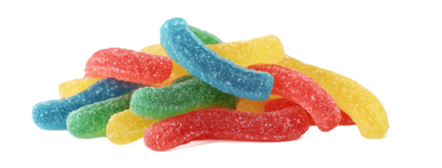 [Transparent Background PNG]Colorful Assorted Gummy Worms Candy