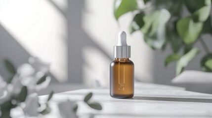 Amber Serum Bottle, Minimalist Product Photography