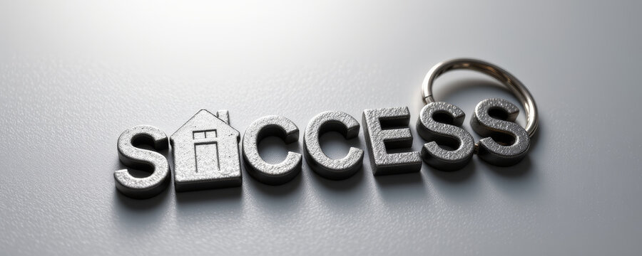 Success symbol keychain representing real estate achievement and prosperity. This conveys motivation and ambition property