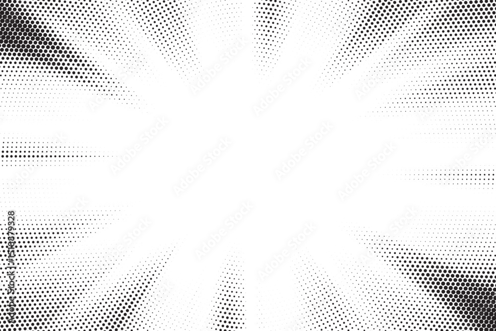 Poster Transparent PNG available Halftone gradient sun rays pattern. Abstract halftone vector dots background. monochrome dots pattern. Vector background in comic book style with sunburst rays and halftone. 