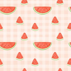 Cute Watermelon Pieces Seamless Picnic Pattern