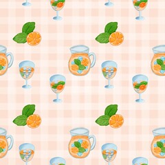 Orange Juice Pitcher Seamless Summer Pattern