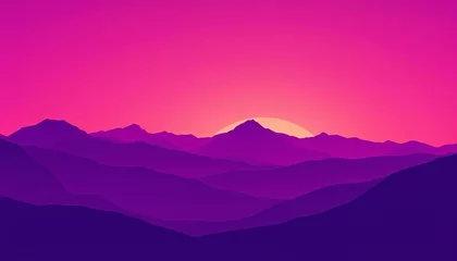 Selbstklebende Fototapeten Silhouetted mountains against a vibrant purple, vector landscape illustration,  scenery,  nature © Naksit