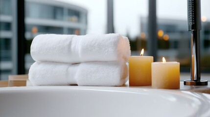 Luxury Spa Bathroom: Towels and Candles