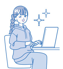 パソコン作業をしている女性