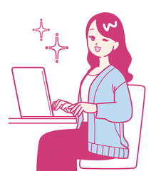 パソコン作業をしている女性