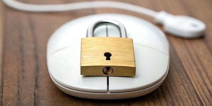 Computer mouse security concept with padlock