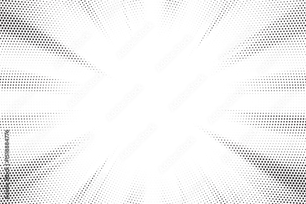 Fototapete Halftone gradient sun rays pattern. Abstract halftone vector dots background. monochrome dots pattern. Vector background in comic book style with sunburst rays and halftone. Retro pop art design.