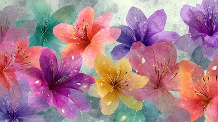 Flowers watercolor illustration and watercolor painting, Nature-inspired watercolor floral background with texture,.an abstract nature inspired design. High quality