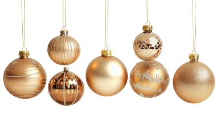 [Transparent Background PNG]Golden Christmas Ornaments Collection
