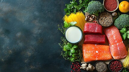 Assortment of fresh, colorful, healthy foods