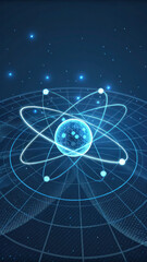 Atom structure model science particle physics quantum mechanics chemistry technology illustration research