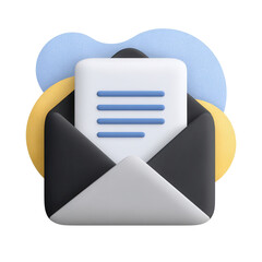 A stylized envelope with a letter partially showing blue lines.