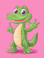 Fototapeta premium Cartoon alligator, friendly and playful