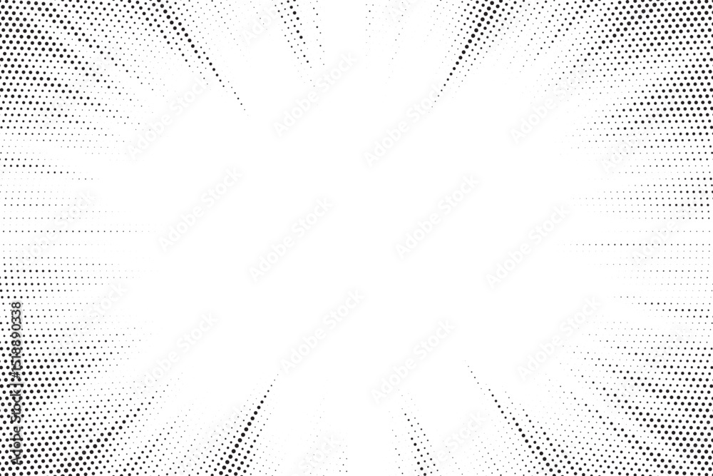 Aufkleber Halftone gradient sun rays pattern. abstract halftone vector dots background. monochrome dots pattern. pop art, comic small dots. star rays halftone poster. shine, explosion. sunrise rays background.
