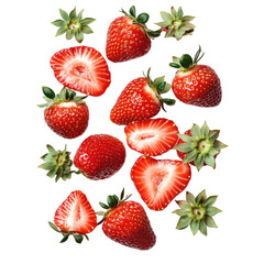 [Transparent Background PNG]Fresh Strawberries Top View