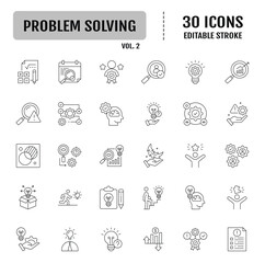 Problem solving line icon set. Editable stroke. Vector illustration
