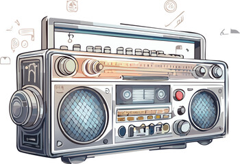 Fototapeta premium Radio Player Flat Vector – Retro Music Device Illustration