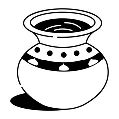 A sketchy style icon of a traditional water pot 

