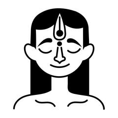 Drawing style icon showing a character doing indian ritual 
